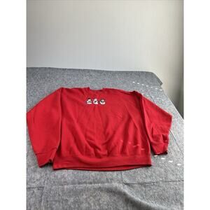 Vintage 90s Fruit Of The Loom‎ Crewneck Sweatshirt Adult XL Red Snowmen
